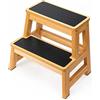 StrongTek Sgabello in legno 43 cm per adulti e bambini, versatile per cucina/letto/armadio, superficie antiscivolo, sicurezza e stabilità, capacità 227kg