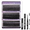 DOINEUFL Kit di 240 ciuffetti di ciglia finte 60-80-100D, ciglia singole per fai da te, curvatura a D, extension russe durevoli e soffici, per ragazze e donne (mix di 8-18 mm) (60-100D (strumenti))