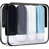 ChunRun Contenitori Da Viaggio Per Liquidi,4 Pezzi Flaconi Contenitori Kit Viaggio Liquidiricaricabili 90ml,Ricaricabili Anti-Perdita Bottiglie In Silicone Per Lozione Shampoo Balsamo,Viaggio Accessori Utili