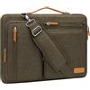 MOSISO 13,3 Pollici Borsa Tracolla Laptop, 13-13,3 Pollici Custodia Computer Compatibile con MacBook Air/Pro 13/Pro 14, HP Dell ASUS,Lato Open Borse Messenger&4 Cerniera Tasche&Handle, Marrone Carruba