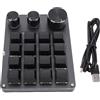 Jectse Mini Tastiera Macro, Tastiera Programmabile Cablata a 16 Tasti con una Sola Mano e 3 Manopole, Meccanica Personalizzata con Luci LED, per Copiare e Incollare Grafica PS (BLACK)