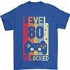 Gil dan 80th Compleanno 80 Anno Vecchio Livello Up Gioco T-Shirt 100% Cotone