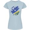 Gildan T-Shirt Donna Taglio Petite Bandiera Di Torn Solomon Islands Flag Day