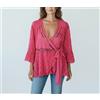 Odd Molly Blusa Due Passi Donna Piccola Manica Tre Quarti Collo A V Rosa