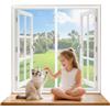 Wzlxcxxy Zanzariera Magnetica per Finestre 130x120 cm Bianco - Tenda Antizanzare e Antiinsetti con Chiusura Automatica a Calamite - Facile da Installare, Senza Forare - Adatta per Balcone, Terrazza, Cucina