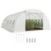 Outsunny Serra Esterna 6x4x2 m con 2 Barre di Supporto, Bianco | Serra tunnel, porte avvolgibili, finestre in rete, copertura PE, telaio in acciaio zincato, anti-UV, impermeabile