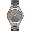 Michael Kors Orologio Runway da uomo, Movimento al quarzo con data a tre lancette e cinturino in acciaio inossidabile o PVC, 44 mm, Grigio e oro rosa