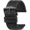 XNJIADVSY Cinturino in caucciù compatibile con IWC Pilot Mark 18 portoghese Tudor Breitling cinturino in nylon inferiore 20mm 21mm 22mm(Black Black-Black,24mm)
