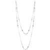 Dazylleco Collana lunga di perle in argento da donna, con catena di perle, collana da donna, gioiello alla moda, regalo per la festa della mamma, 108 cm / 94 cm, Zinco, Non pietra preziosa
