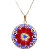 LE GEMME DI VENEZIA Collana Donna Con Pendente Murrina Milefiori Venezia In Vetro Originale Di Murano E Argento 925 Colore Oro Diametro 26N OR (COLORE 14)
