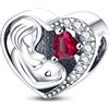 Mon & Sons Catena di sicurezza per mamma portafortuna, con ciondolo a forma di zampa di cane, gatto, in argento Sterling 925, compatibile con braccialetti Pandora Moments, 4mm Hole, Metallo Argento sterling, Non