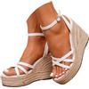 Générique Sandali da donna estivi comodi sandali con zeppa per donna, espadrillas, piattaforma e top. Punta aperta alla moda e versatile. Boemia Perla Pelle Scarpe, Rosa chiaro, 39 EU