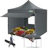 COBIZI Tenda a baldacchino pop-up con tenda e pareti laterali, resistente e commerciale, 10 x 10 FT, impermeabile, UPF 50+, per esterni, feste, mercati (grigio)