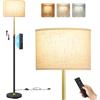 VASAGLE Lampada da Terra, Lampada da Lettura, Altezza 140-170 cm, Piantana Moderna, Interruttore a Pedale, Paralume in Tessuto, Attacco E27, Telecomando, Funzione Memoria, Colore Oro e Nero LFL005BD02