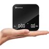 Maestri House Bilancia Caffè Mini Ricaricabile con Timer, Maestri House per Espresso, Precisione 2kg/0,1g, Digitale Portatile con Timer Automatico - Nero & Argento