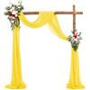 FANSU Tenda per Arco Matrimonio, Tessuto Drappeggiato per Arco Nuziale 1 Pannello Tessuto Drappeggio Matrimonio Tenda di Sfondo in Chiffon Nuziale Mantovana (Giallo,50x570cm)