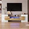 FAYICIC Elegante mobile TV Lowboard, 200 x 35 x 60 cm, illuminazione a LED, mobili da soggiorno. Design moderno. Elegante superficie in vetro (colore legno)