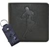 Mala Leather Set regalo con portafoglio e portachiavi in vera pelle, blocco RFID, design di calcio, golf, rugby o pesca, in confezione regalo, perfetto per gli amanti dello sport, Nero , Taglia unica, Rugby
