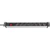 Brennenstuhl, Prese multiple Alu-Line da 19 per armadi elettrici 8 prese nero/argento 2m
