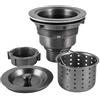 LQS Lavello da cucina, filtro e tappo per lavello da cucina, con cestello di scarico rimovibile profondo, in acciaio inox, con scarico di montaggio per apertura del lavello da 3-1/2, colore nero
