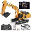 Womaqu Escavatore Radiocomandato Professionale Mini 1:50 per Sabbia e Sabbiera, Escavatore RC Cingolato in Metallo con Benna Metallica, Cingoli Metallici, Telecomando LCD 2,4 GHz, Luci e Suoni, 2 Batterie