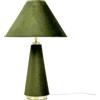 Relaxdays Lampada da Tavolo in Velluto e Metallo, Paralume E14, 47x30x30 cm, Oliva/Oro