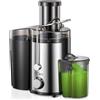 QCen Centrifuga Frutta e Verdura, Spremiagrumi di riempimento da 3 pollici, facile da pulire, in acciaio inox, senza BPA, ideale per frutta e verdura (Argento, 800W)