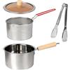 mumisuto Pentolino Friggitrice con Cestello in Acciaio Inox 304,Mini Friggitrice ad Olio Multifunzione con Filtro Maglia Fine & Cestello & Coperchio,Pentola Frittura a Maglia Fine per Tempura (2.5L)