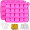 YiliYa Stampi per cake pop da forno, 20 cavità in silicone vassoio Pop cake stick Mould- Lollipop Party Cupcake stampo per torte, 100 cake pop, 100 wrapper, 100 Twist Ties