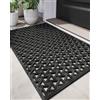 DEXI Front Door Mat Outside Entrance Rubber 24x36, Welcome Floor Doormat Heavy Duty Non Slip, Dirt Trapper Waterproof Exterior Entry Mats All Weather for Patio Entryway Drainage, Black