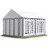 TOOLPORT Tendone per feste 4x4 m PVC grigio-bianco 100% impermeabile Gazebo da giardino Tendone da esterno Tenda party