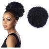 QUUPY Extension per capelli afro a coda di cavallo con coulisse, capelli sintetici ricci naturali (nero-1)