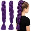 CATMEYE Set da 2 Extension Capelli Viola per Treccine, Capelli Sintetici Pre-Stirati per Intrecci, Morbidi e Leggeri per Cosplay, Halloween & Travestimenti (Viola)