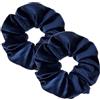 Specora - Classic Velvet Scrunchie Blu Navy - Confezione da 2 - 14 cm - Morbido, voluminoso e delicato sui capelli - Elastico per capelli da donna