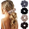 FAYAHAR 4 Pezzi Elastici per Capelli in Velluto, 4 Colori Elastico per Capelli Scrunchie in Velluto, Elastiche, Morbidi, per Lunghi Ricci Sottili Spessi Ragazze (A)