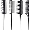 KAJNBN Set 4 Pezzi Pettini per Tintura dei Chioma in Fibra di Carbonio Antistatici Nero, Strumenti per Styling e Protezione della Cuticola per Parrucchieri Professionali