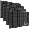 JBER Confezione da 24 pannelli fonoassorbenti piramidali in schiuma, 5,1 x 30,5 x 30,5 cm, autoadesivi, imbottiture acustiche da parete per casa, ufficio, studio (Black / J, 2.5 X 30 X 30cm- 48 Pack)
