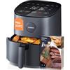 COSORI Friggitrice ad Aria 4,7L, 75-230°C, Air Fryer Silenzioso e Risparmio Energetico, 9 Preimpostazioni, Meno Olio&Senza Fumo, Ricettario Italiano, Lavabile in Lavastoviglie, Grigio, 1500W