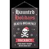 Figuren Shop GmbH Schild In Metallo Türschild Haunted Holidays Deko Natale Teschio