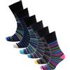 GM Apparel Calzini per diabetici da uomo, confezione da 6, non elastici, in cotone, per piedi sensibili, circolazione e neuropatia, sollievo da edema, taglia 38-46, Design a righe, 6-11