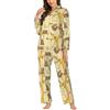 Migpkd Carino Del Fumetto Bradipi Pigiama Per Le Donne Set Manica Lunga Button Down Sleepwear 2 Pezzi Biancheria Da Notte Delle Donne Pjs Set, Nero , S
