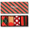 Happy Socks 4-Pack Holiday Classics Socks Set, colorati e divertenti, calzini per uomo e donna, Rosso-Bianco-Verde (36-40)