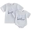 JCOPLY Abbigliamento Estivo per Neonati e Bambini Completi per Fratello Maggiore/Minore con Maniche Corte per Neonati con Ricami a Lettere T-Shirt per Bambini, 3-4 Anni