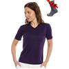 Merino.tech Maglietta Merinos Donna - 100% Maglia Termica Manica Corta in Lana Merinos con Calzini (Medium, Dark Purple Crewneck)