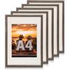 Anhow Cornice A4, Set di 5 Cornici Portafoto 21x29,7 cm con Passepartout per la Decorazione Tavolo e Parete Appesa - Marrone/PVC