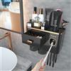 iHave Porta Spazzolino Elettrico da Muro con Dispenser Dentifricio e 2 Bicchieri - Design Nero e Oro di Lusso per l'Arredo del Bagno, Organizer Bagno Tutto-in-Uno per Spazzolini e Accessori