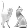 SIMDIM Gatti Moderni Soprammobili Scultura, Gattini Ornamenti, Animali domestici Statuette Design Casa, Decorazioni Casa Moderna (argento)