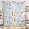 Home Tresor - Coppia Tende a Vetro | Tendine per Interni Primaverili Estive Stampa Foglie Floreale per Finestre e Porte, Cucina, Bagno,Soggiorno Mod. ARISTEA - 60x240 cm, Azzurro/Verde