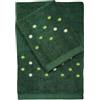 DEA Set Asciugamani da bagno Viso + Ospite in spugna 100% Cotone 550gr con Pois ricamato - Coriandoli (Verde Scuro)