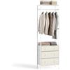 GIANTEX Appendiabiti indipendente con 3 cassetti e ripiano appendiabiti in metallo per camera da letto, soggiorno e corridoio, 55 x 28 x 176 cm (Bianco)